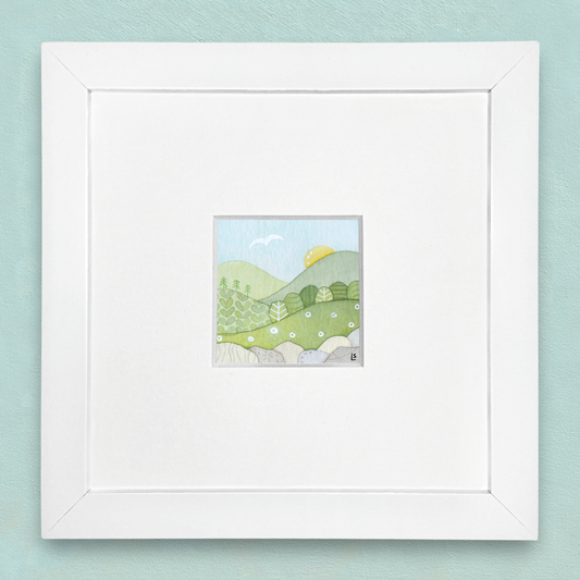 Original Watercolour Painting - Tiny Trees - Framed, Mounted and Signed