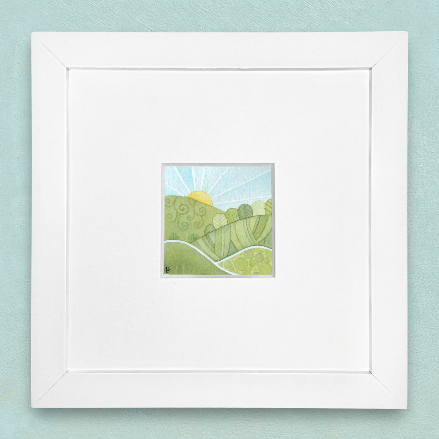 Original Watercolour Painting - Tiny Highland Sunrise - Framed, Mounted and Signed