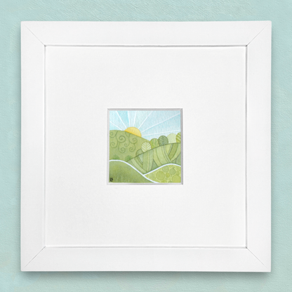 Original Watercolour Painting - Tiny Highland Sunrise - Framed, Mounted and Signed