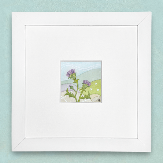 Original Watercolour Painting - Tiny Thistle - Framed, Mounted and Signed
