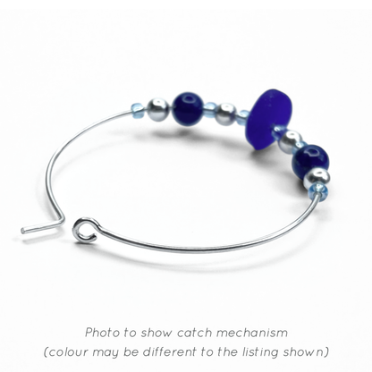 Sea Glass Hoop Earrings - Small - Green Aventurine Crystal