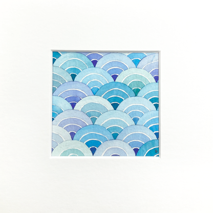 Original Watercolour Painting - Japanese Style Waves - Framed, Mounted and Signed