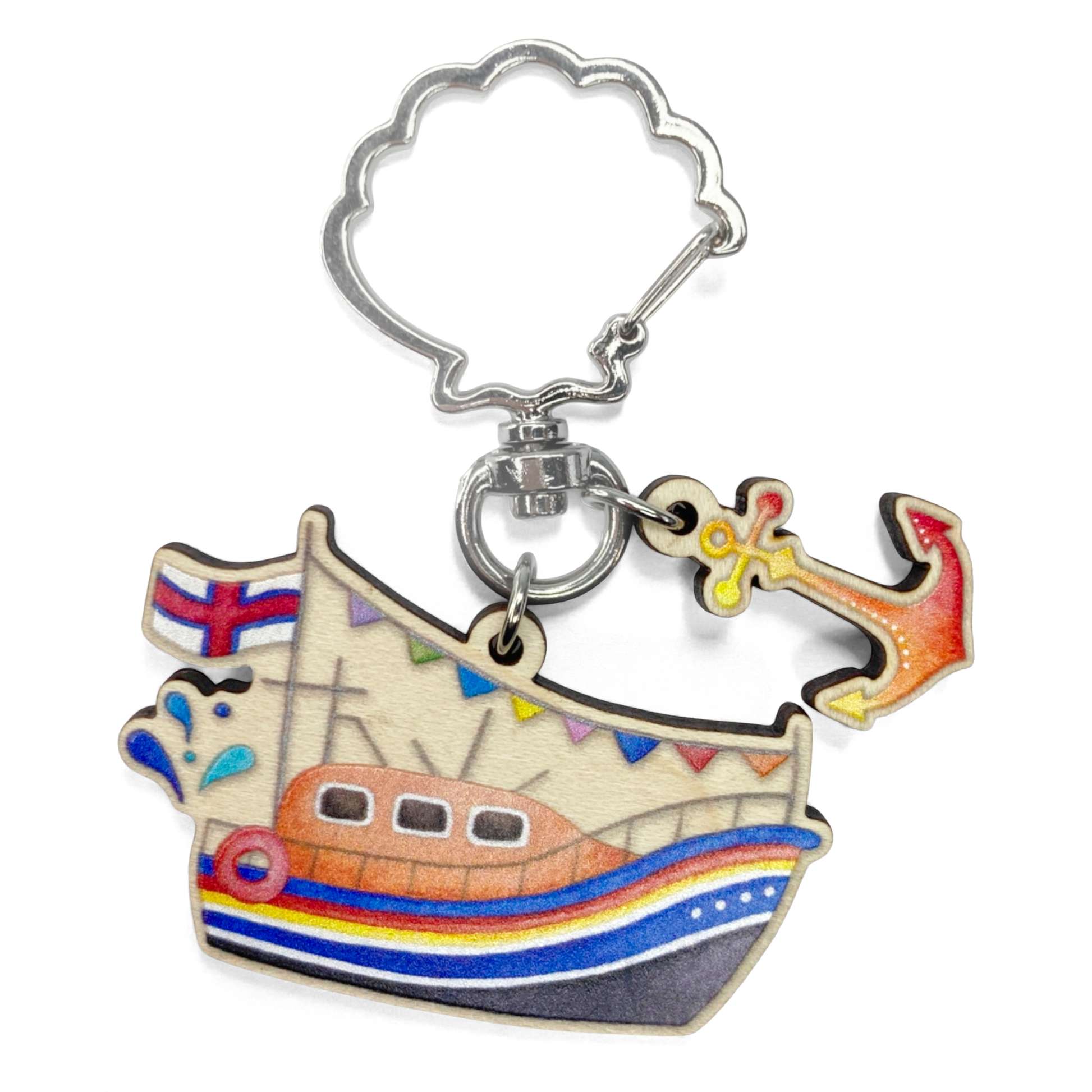 RNLI Lifeboat Keyring - Wooden Seaside Key Chain