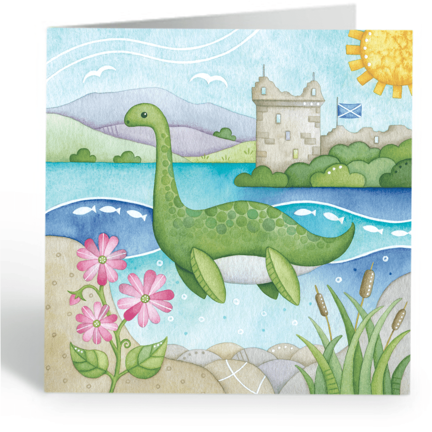 Nessie Greetings Card - Loch Ness Monster Watercolour - East Neuk Beach Crafts