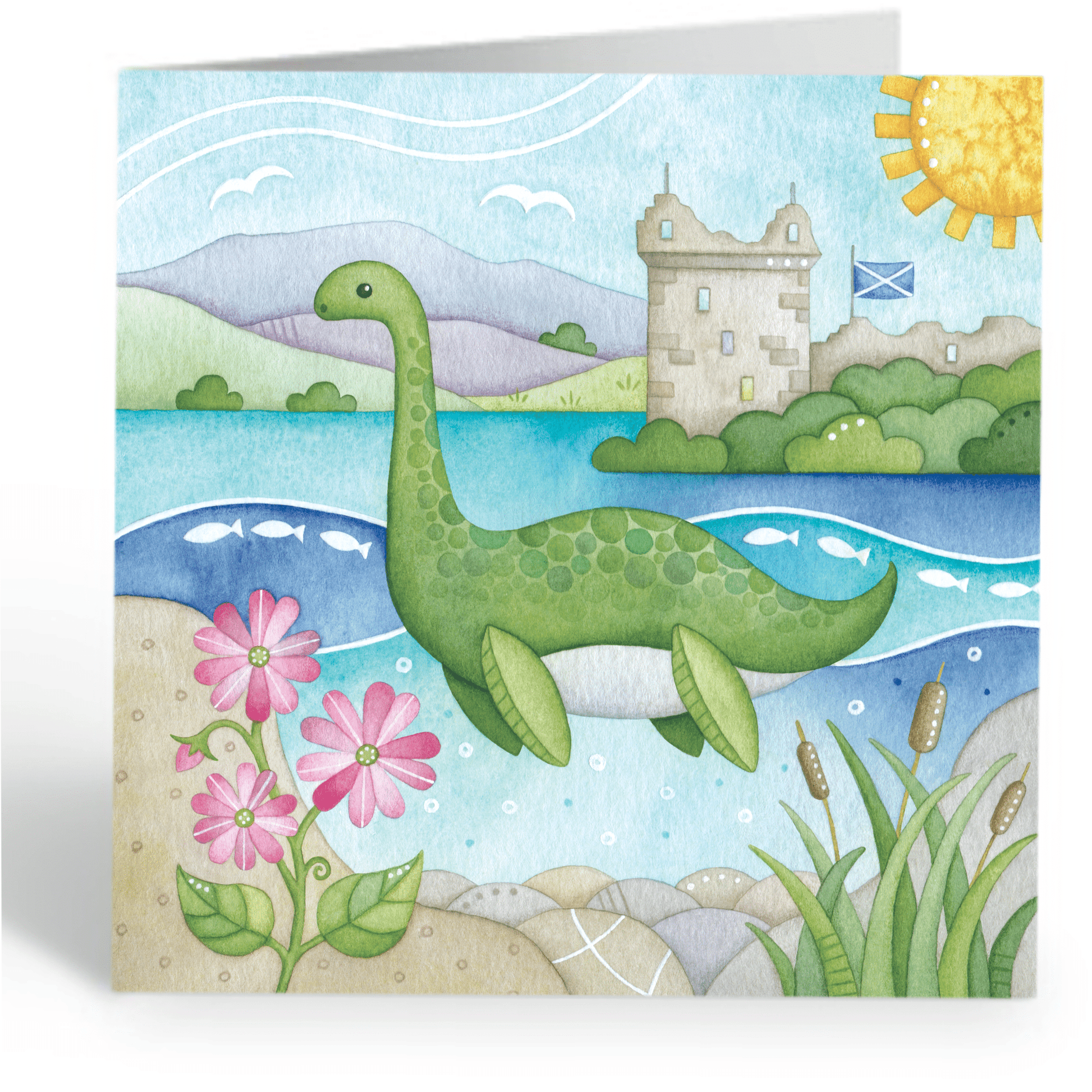 Nessie Greetings Card - Loch Ness Monster Watercolour - East Neuk Beach Crafts