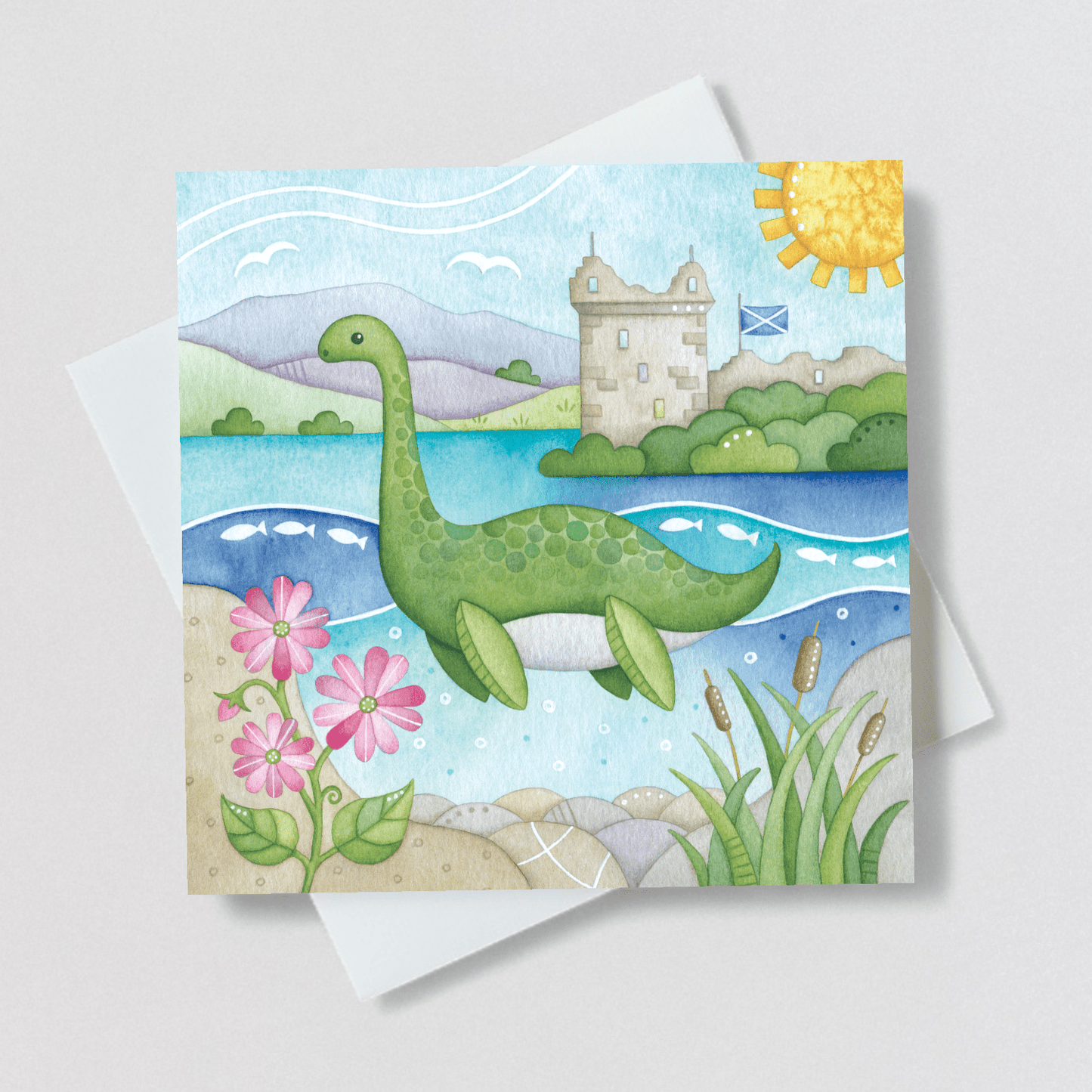 Nessie Greetings Card - Loch Ness Monster Watercolour - East Neuk Beach Crafts
