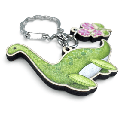Nessie Keyring - Loch Ness Monster Wooden Key Chain - East Neuk Beach Crafts