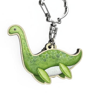 Nessie Keyring - Loch Ness Monster Wooden Key Chain - East Neuk Beach Crafts