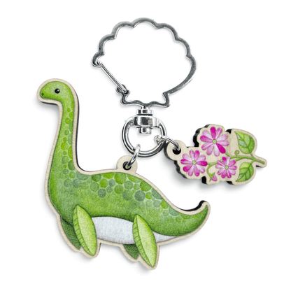 Nessie Keyring - Loch Ness Monster Wooden Key Chain - East Neuk Beach Crafts