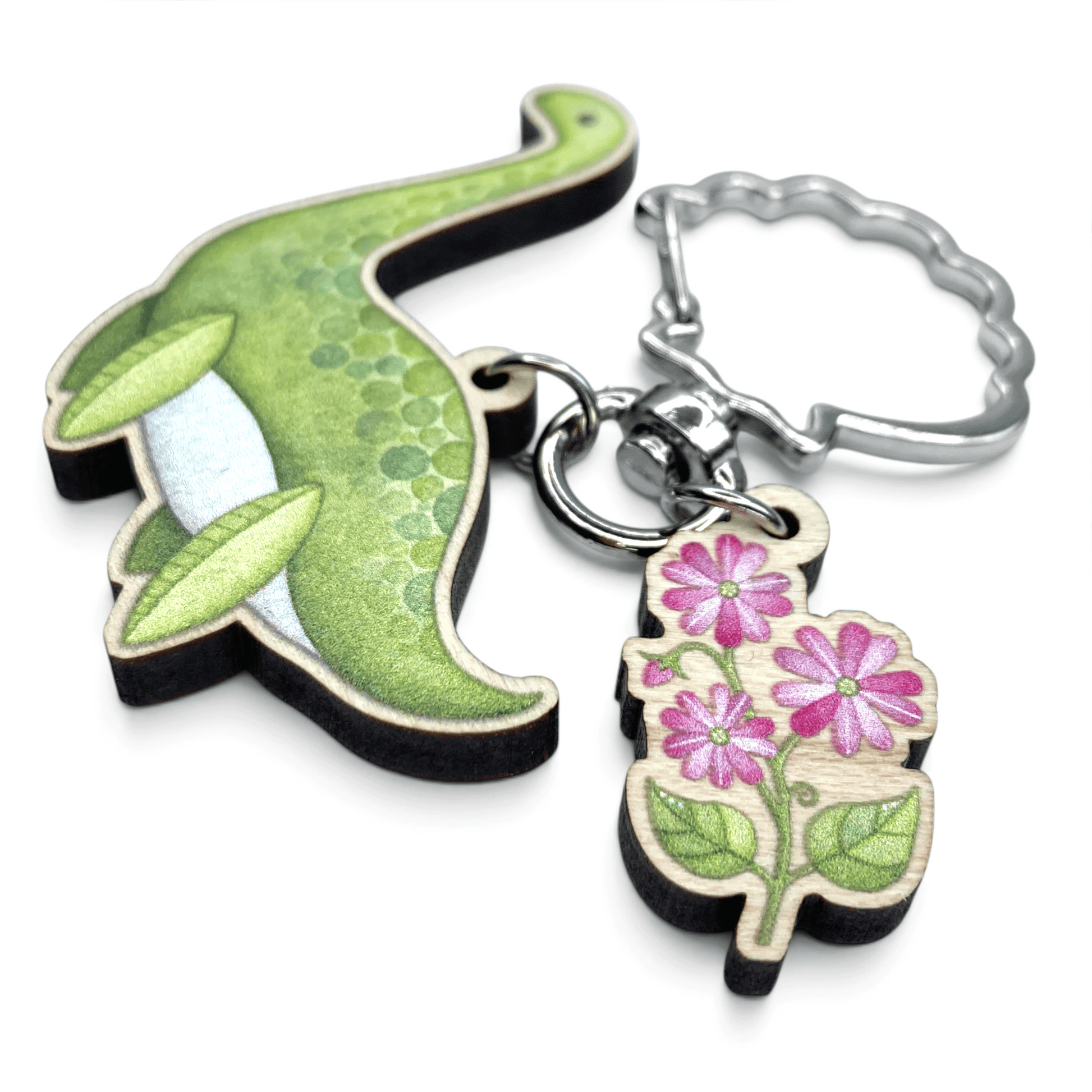 Nessie Keyring - Loch Ness Monster Wooden Key Chain - East Neuk Beach Crafts