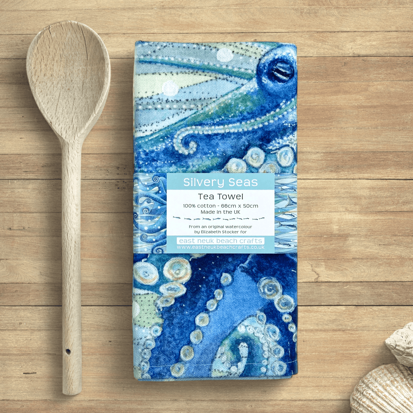 Octopus Tea Towel - Nautical and Coastal Kitchen Seaside Decor - East Neuk Beach Crafts