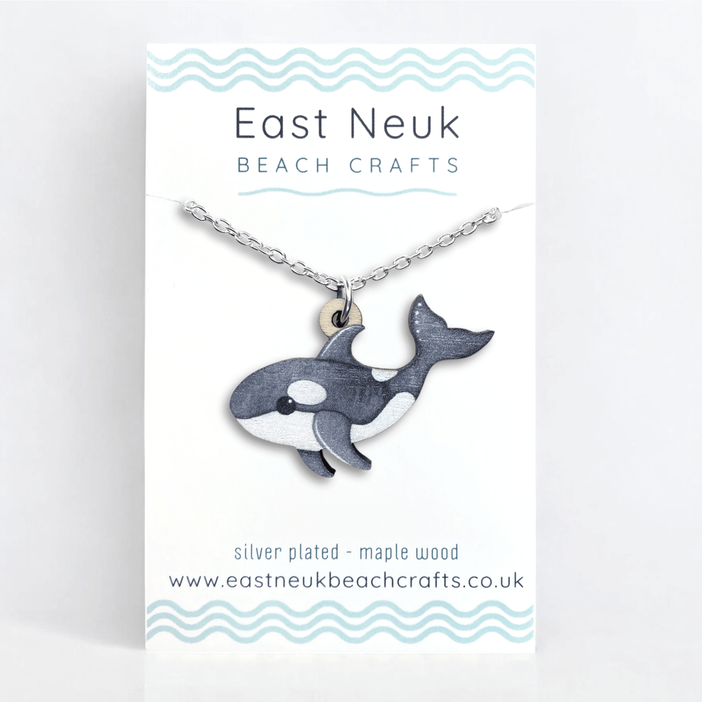 Orca Necklace - Killer Whale Wooden Pendant - East Neuk Beach Crafts