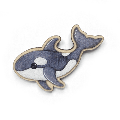 Orca Pin Badge - Killer Whale - Seaside Wooden Brooch - East Neuk Beach Crafts