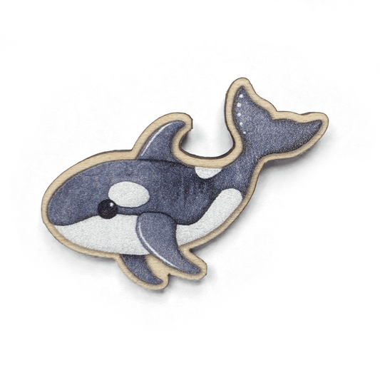 Orca Pin Badge - Killer Whale - Seaside Wooden Brooch - East Neuk Beach Crafts