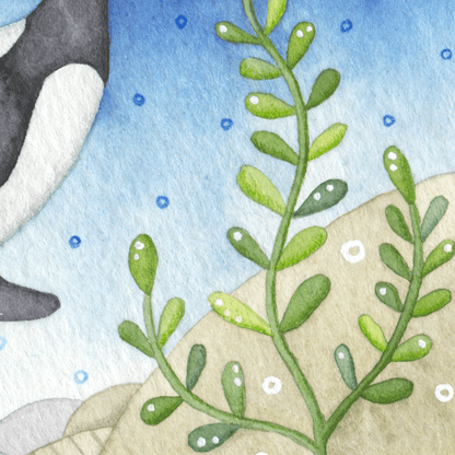 Orca Whale Framed Print - Isle of May Lighthouse - Seaside Watercolour - East Neuk Beach Crafts