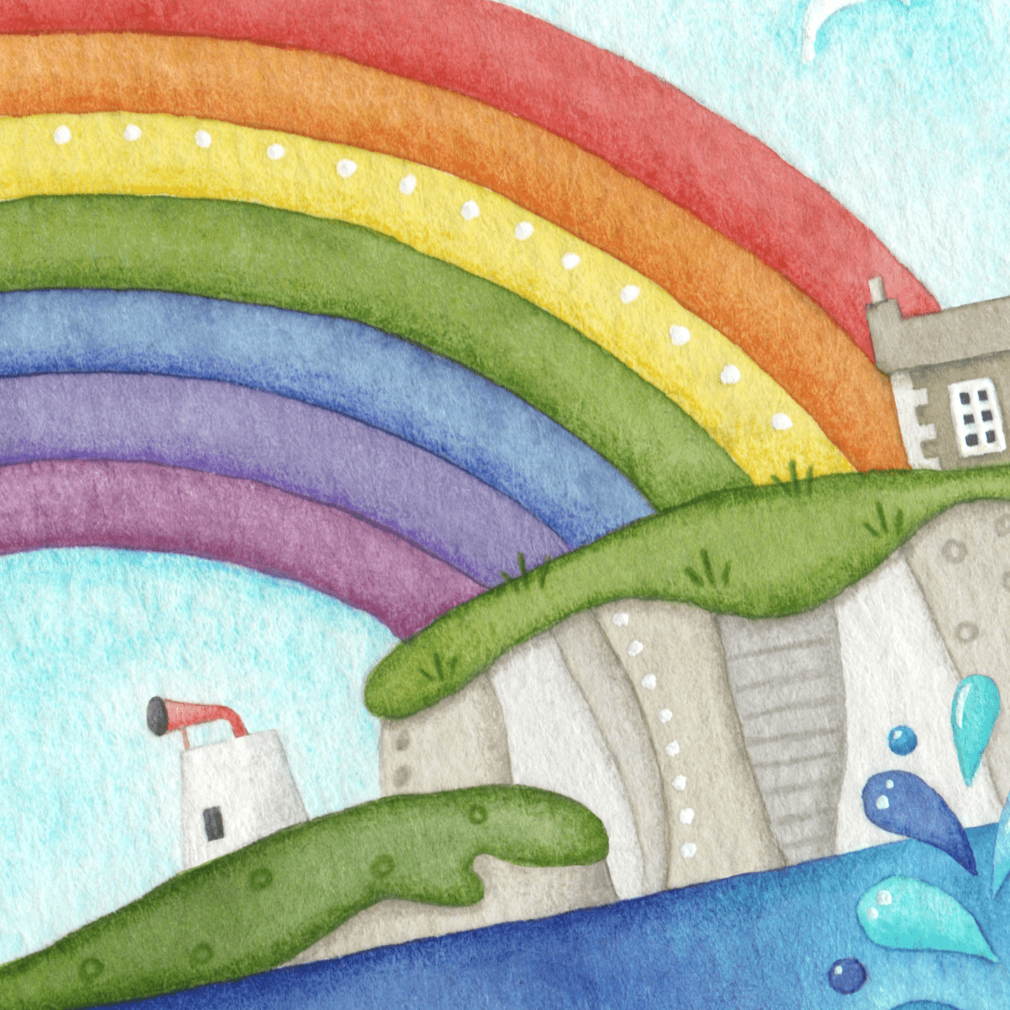 Orca Whale Framed Print - Isle of May Lighthouse - Seaside Watercolour - East Neuk Beach Crafts