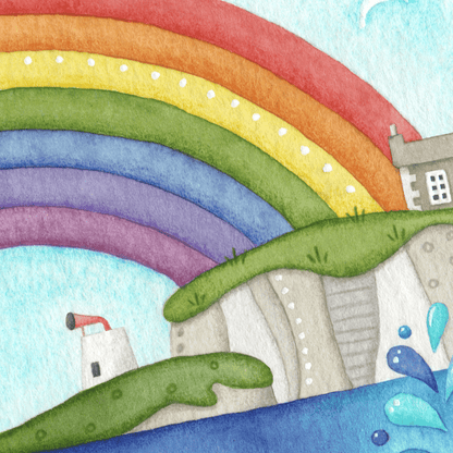 Orca Whale Framed Print - Isle of May Lighthouse - Seaside Watercolour - East Neuk Beach Crafts