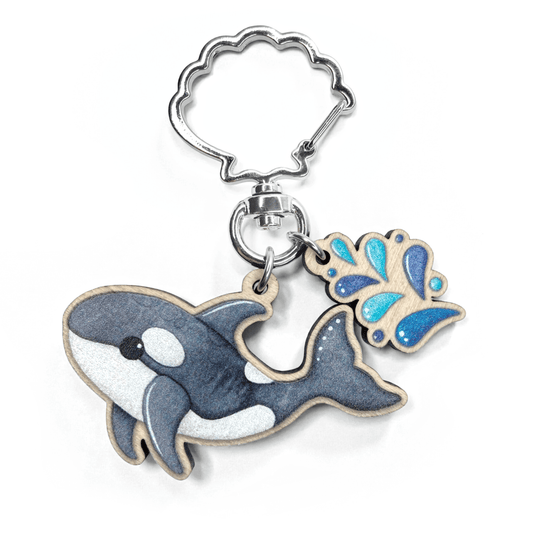 Orca Whale Keyring - Wooden Seaside Key Chain - East Neuk Beach Crafts