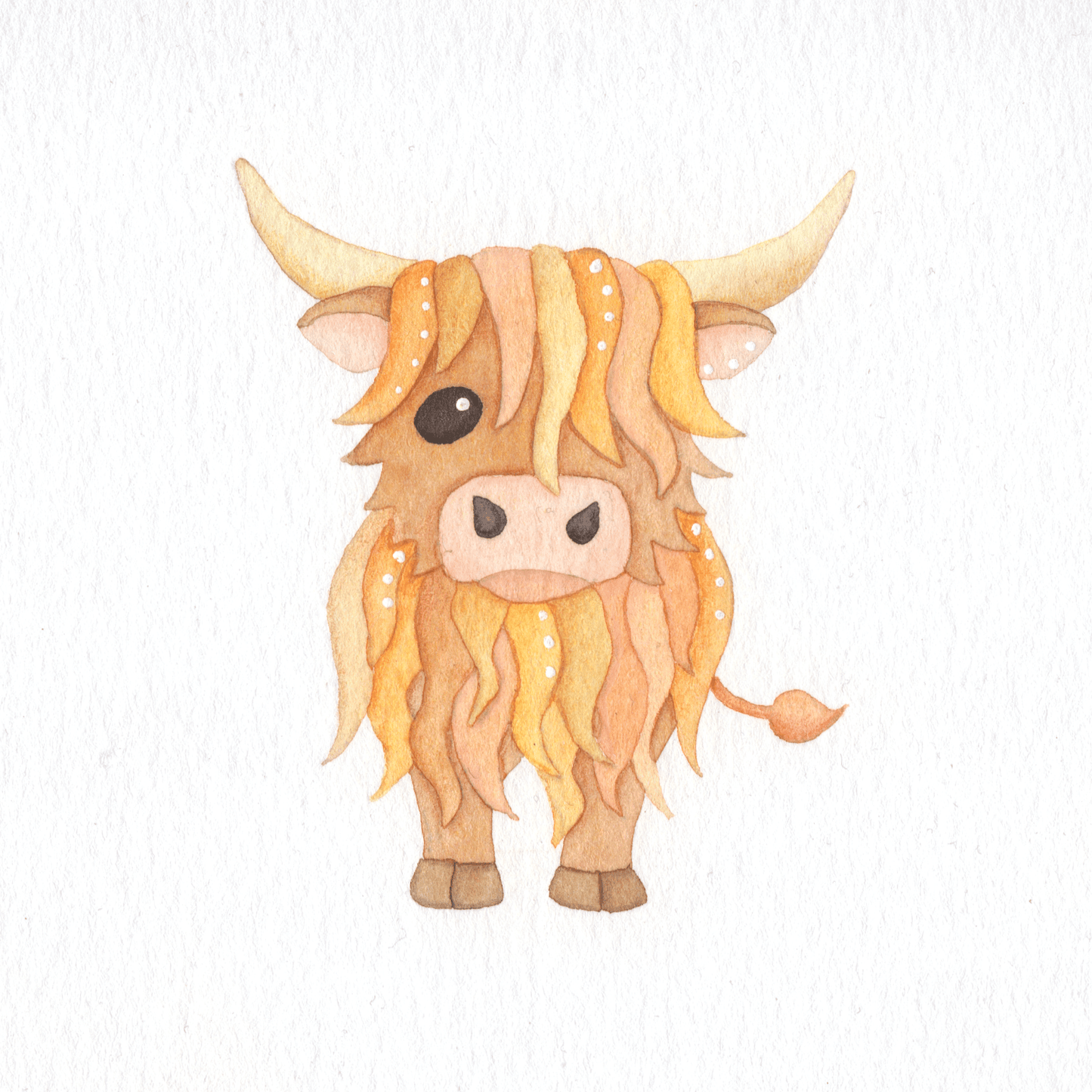 Original Watercolour Painting - Hairy Highland Cow - East Neuk Beach Crafts