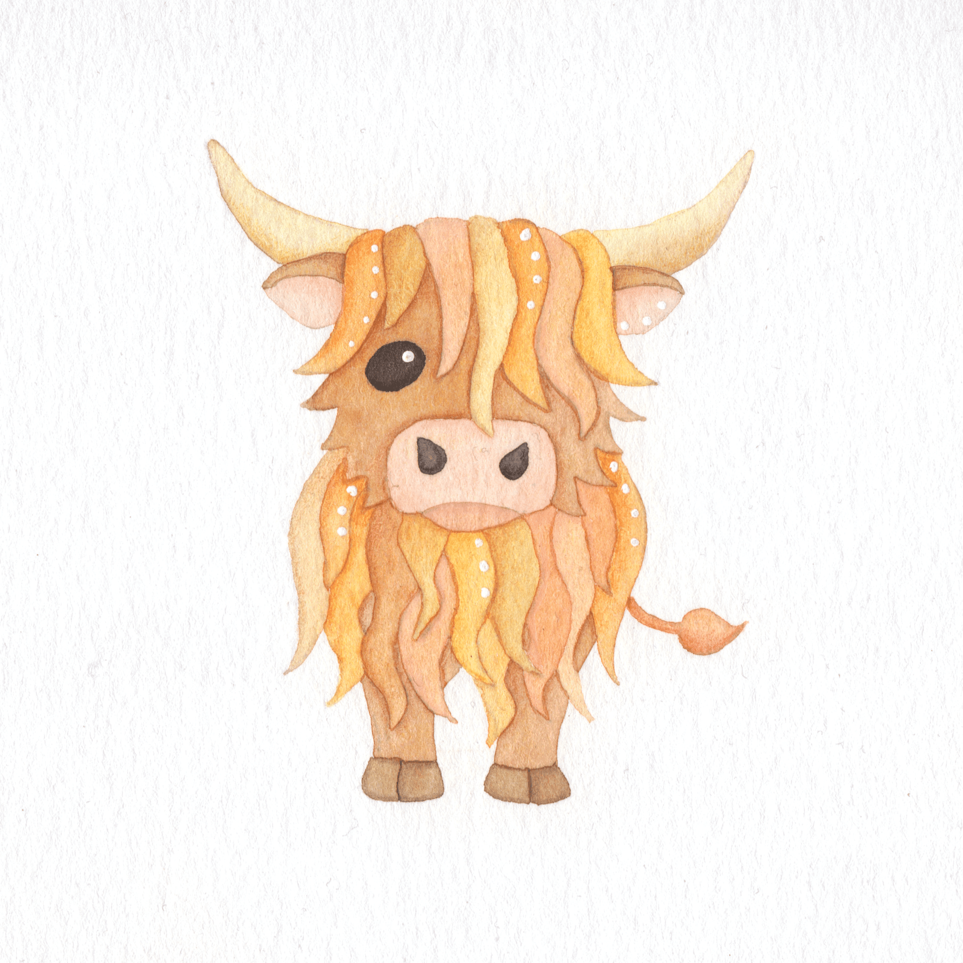 Original Watercolour Painting - Hairy Highland Cow - East Neuk Beach Crafts