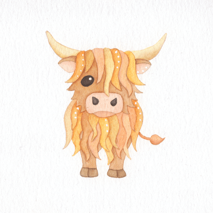 Original Watercolour Painting - Hairy Highland Cow - East Neuk Beach Crafts