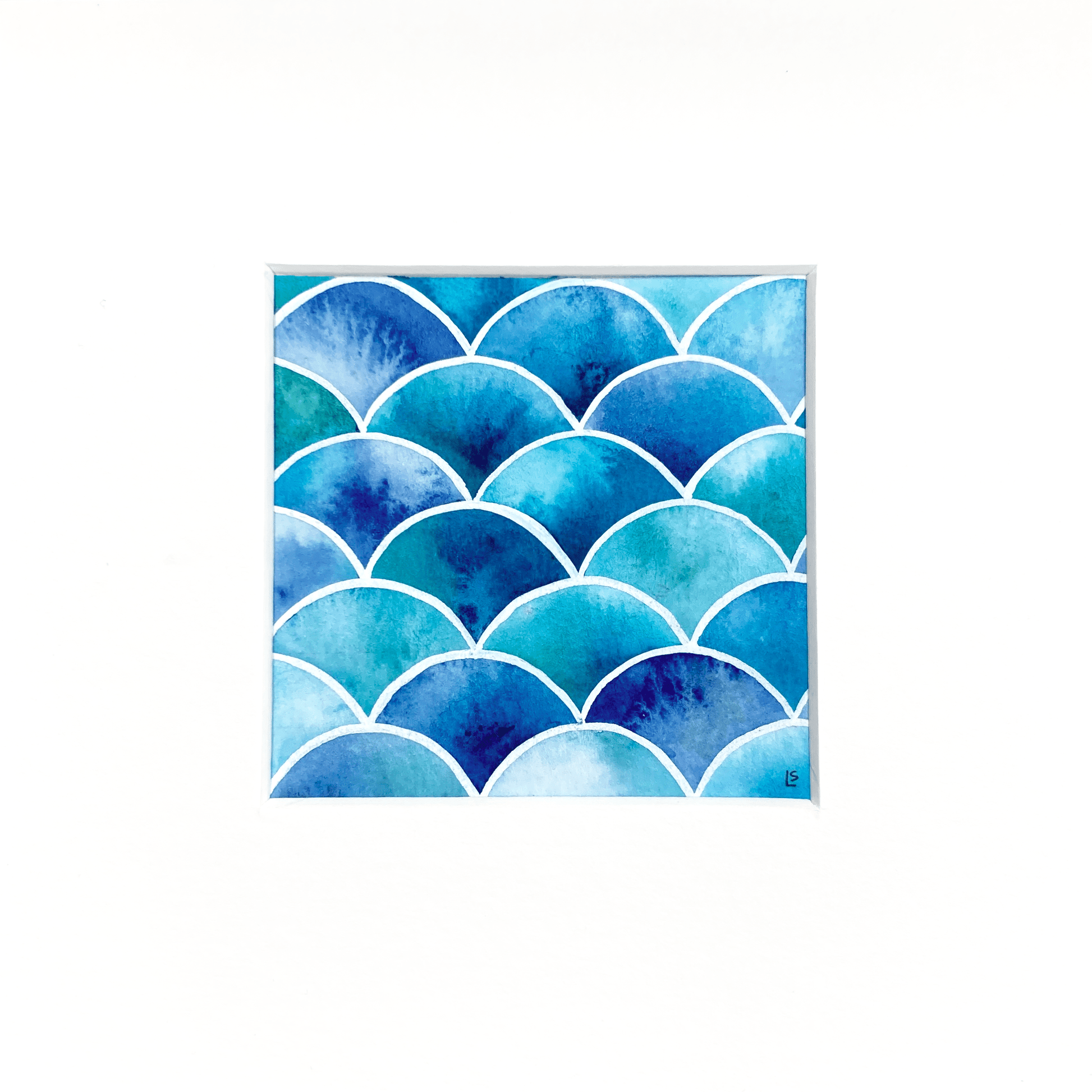 Original Watercolour Painting - Indigo Waves - Framed, Mounted and Signed - East Neuk Beach Crafts