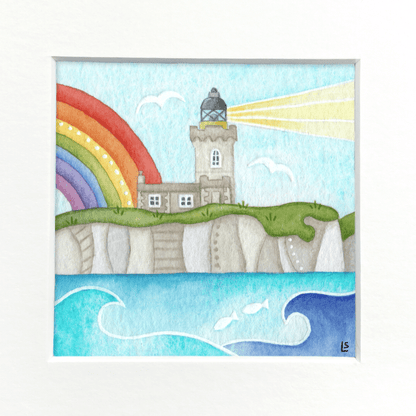 Original Watercolour Painting - Isle of May Lighthouse - Framed, Mounted and Signed - East Neuk Beach Crafts