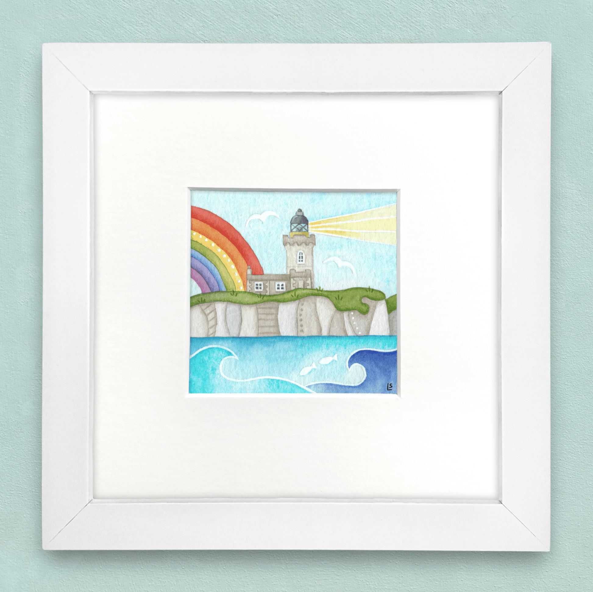 Original Watercolour Painting - Isle of May Lighthouse - Framed, Mounted and Signed - East Neuk Beach Crafts