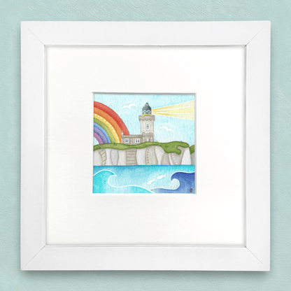 Original Watercolour Painting - Isle of May Lighthouse - Framed, Mounted and Signed - East Neuk Beach Crafts