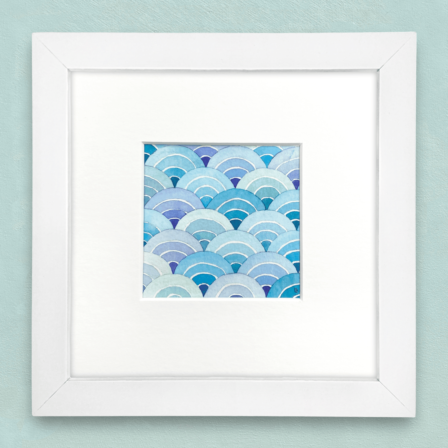 Original Watercolour Painting - Japanese Style Waves - Framed, Mounted and Signed - East Neuk Beach Crafts