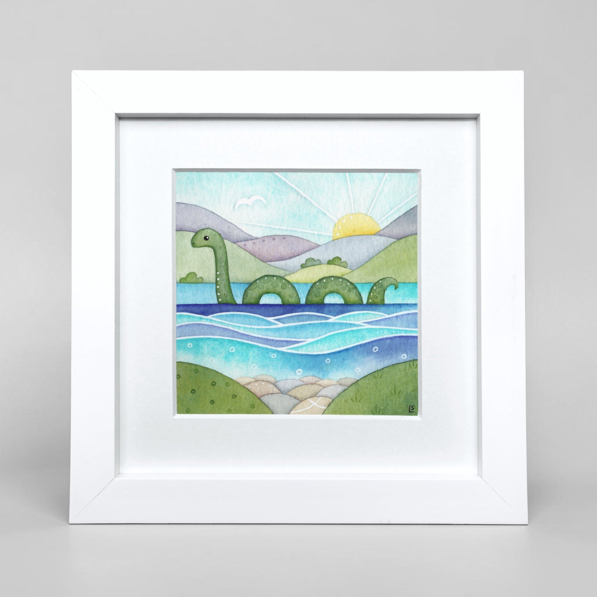 Original Watercolour Painting - Nessie the Loch Ness Monster (Humpy) - East Neuk Beach Crafts