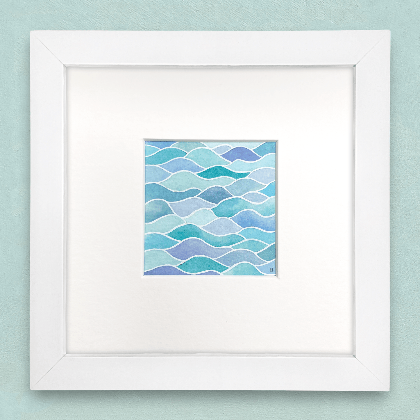Original Watercolour Painting - Rippled Waves - Framed, Mounted and Signed - East Neuk Beach Crafts