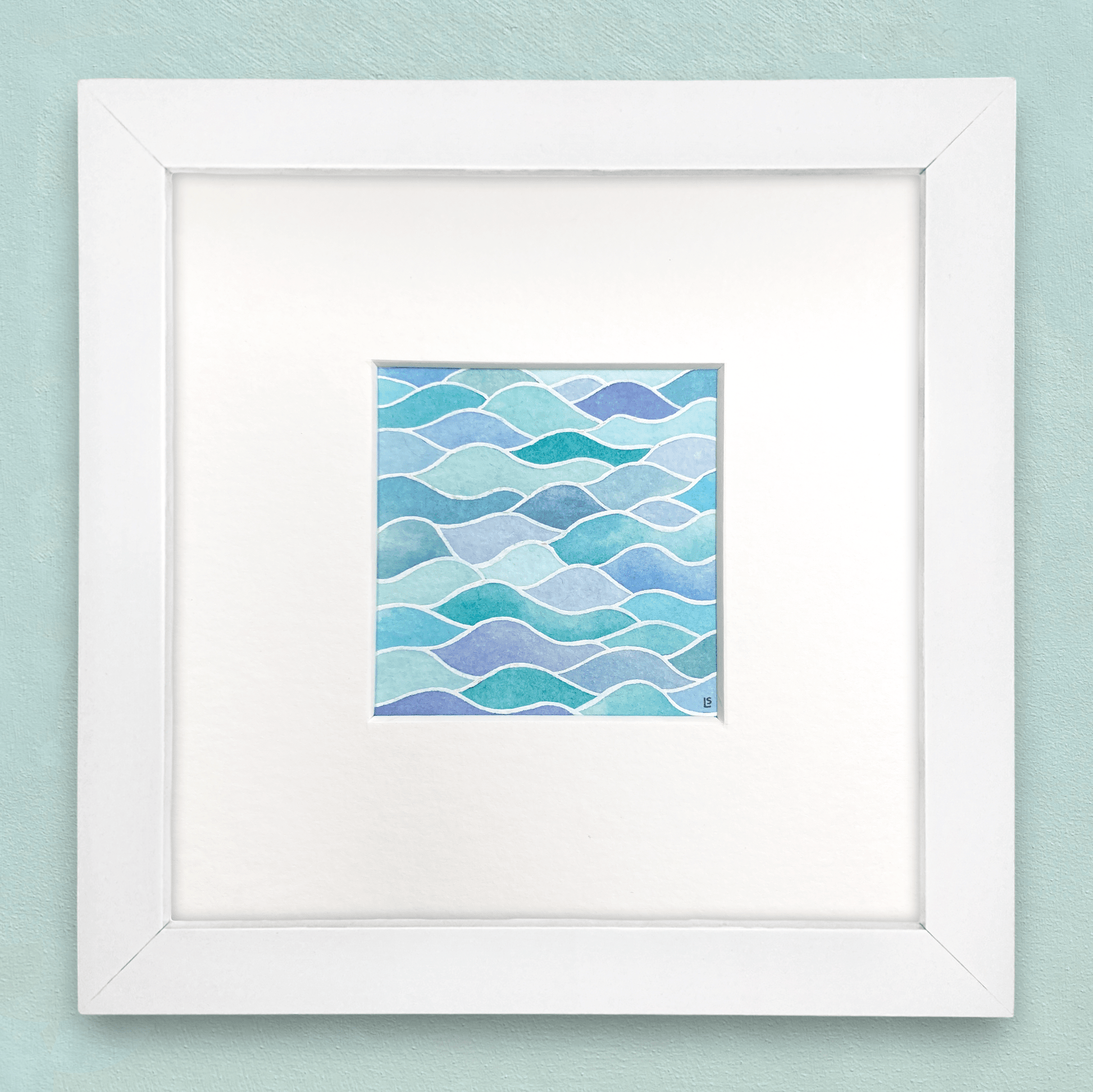 Original Watercolour Painting - Rippled Waves - Framed, Mounted and Signed - East Neuk Beach Crafts