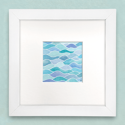 Original Watercolour Painting - Rippled Waves - Framed, Mounted and Signed - East Neuk Beach Crafts