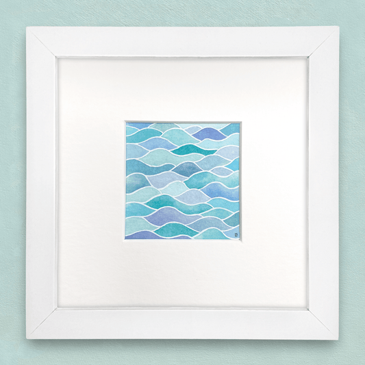 Original Watercolour Painting - Rippled Waves - Framed, Mounted and Signed - East Neuk Beach Crafts