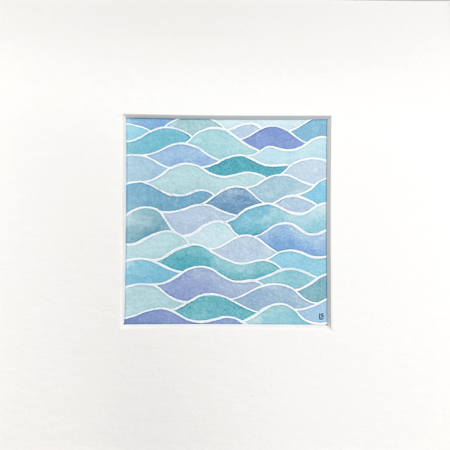 Original Watercolour Painting - Rippled Waves - Framed, Mounted and Signed - East Neuk Beach Crafts