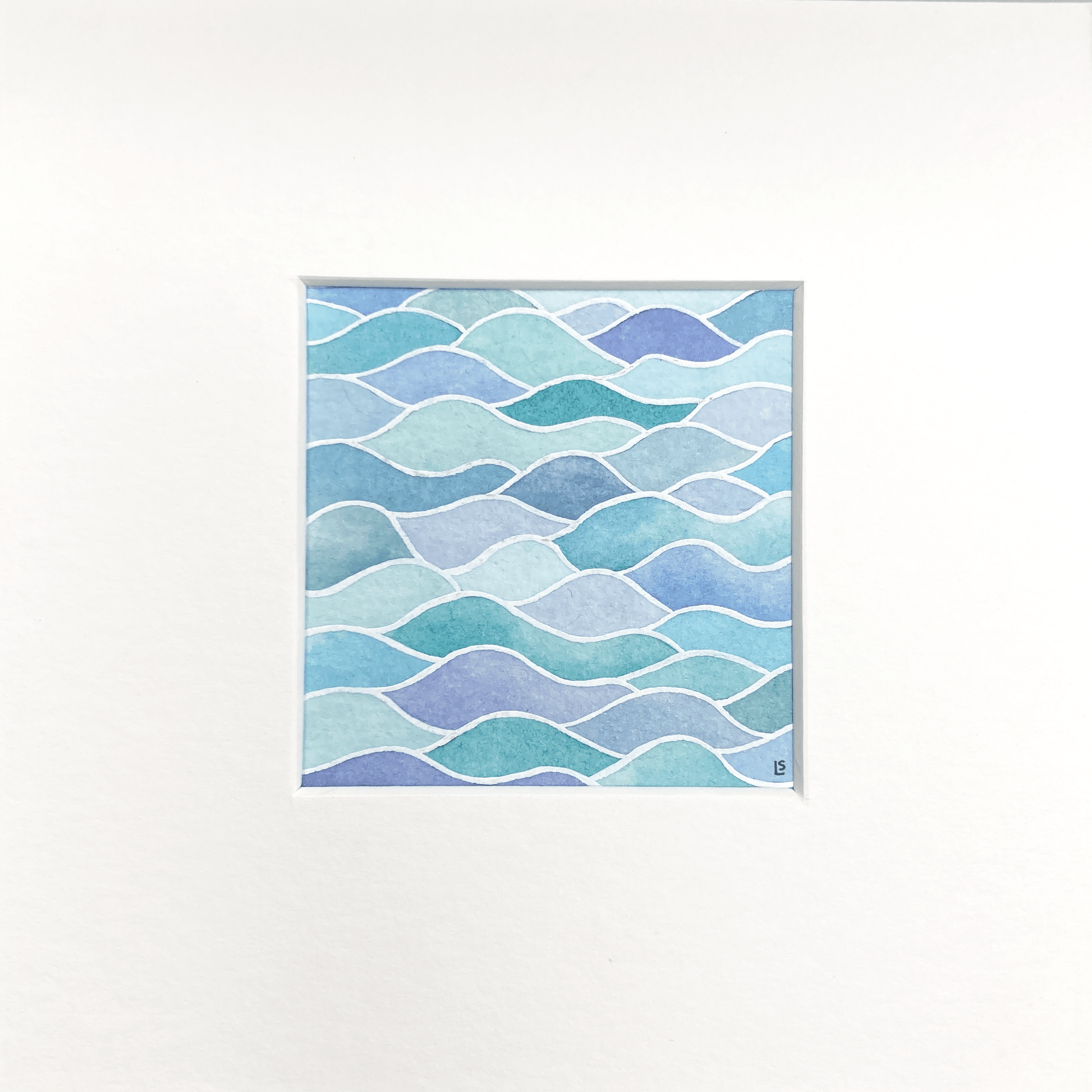 Original Watercolour Painting - Rippled Waves - Framed, Mounted and Signed - East Neuk Beach Crafts