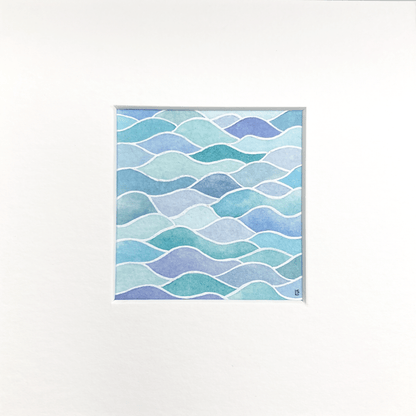 Original Watercolour Painting - Rippled Waves - Framed, Mounted and Signed - East Neuk Beach Crafts