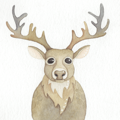 Original Watercolour Painting - Sad Stag - East Neuk Beach Crafts