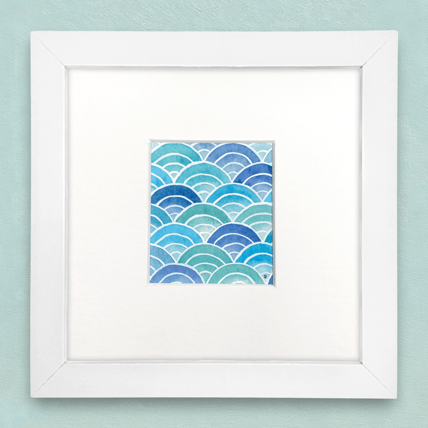 Original Watercolour Painting - Scalloped Waves - Framed, Mounted and Signed - East Neuk Beach Crafts
