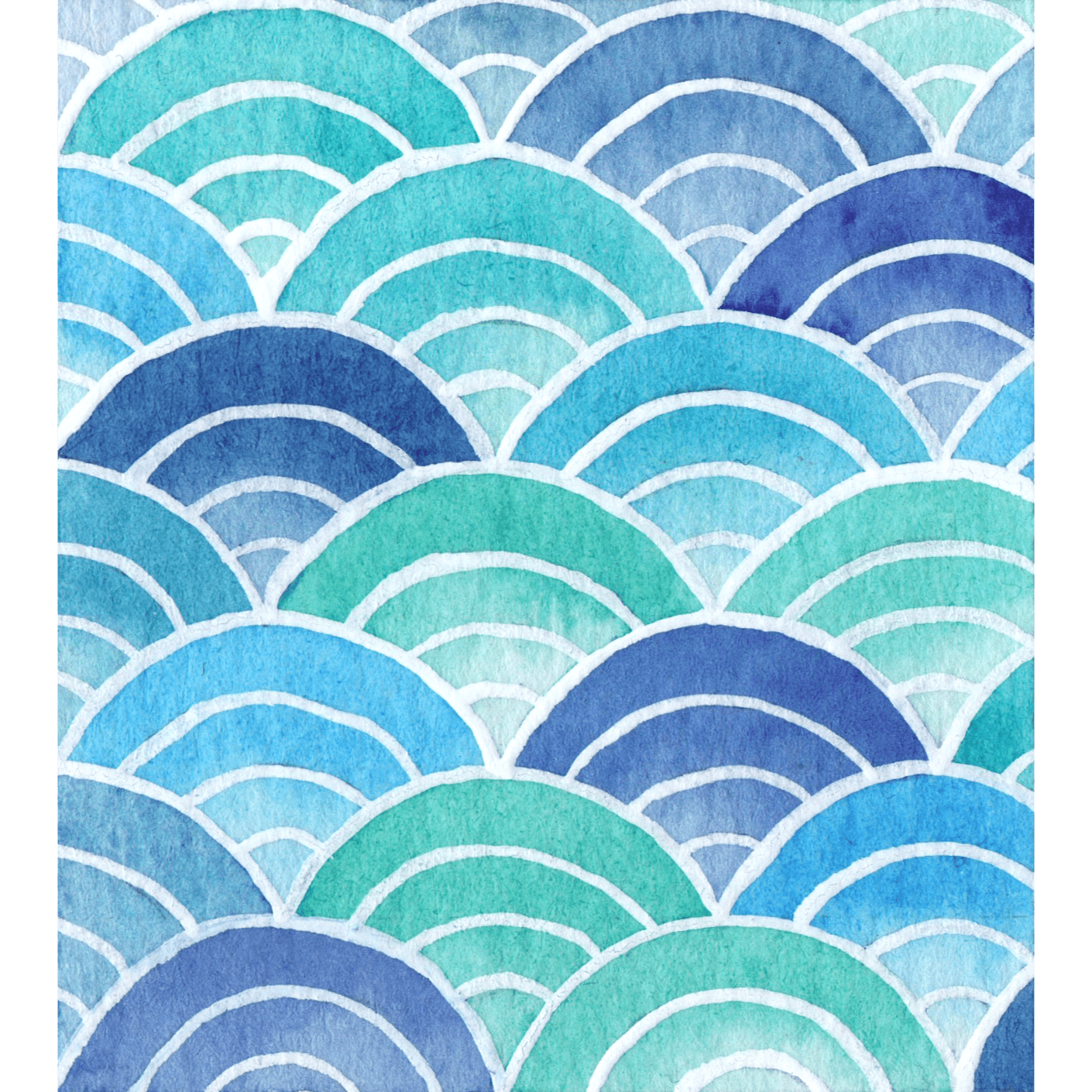 Original Watercolour Painting - Scalloped Waves - Framed, Mounted and Signed - East Neuk Beach Crafts