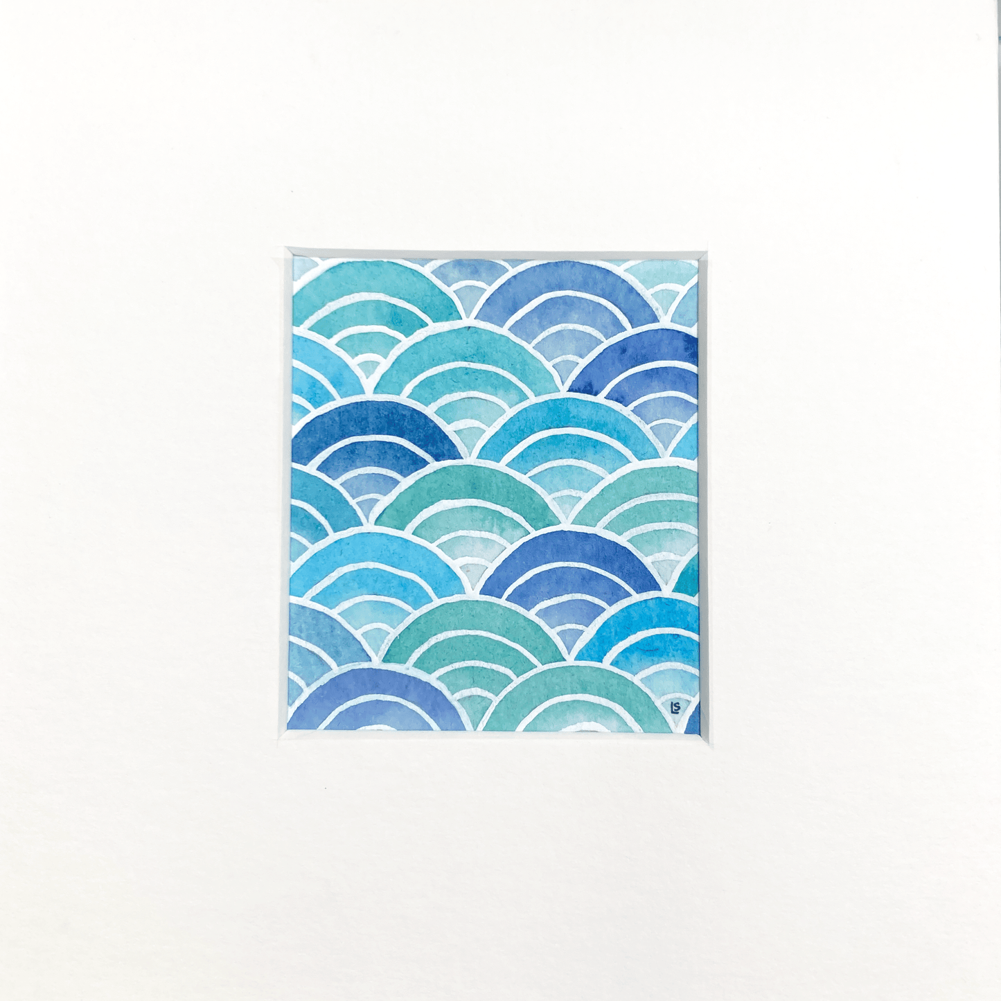 Original Watercolour Painting - Scalloped Waves - Framed, Mounted and Signed - East Neuk Beach Crafts