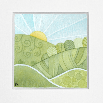 Original Watercolour Painting - Scottish Highlands - Tiny Sunrise