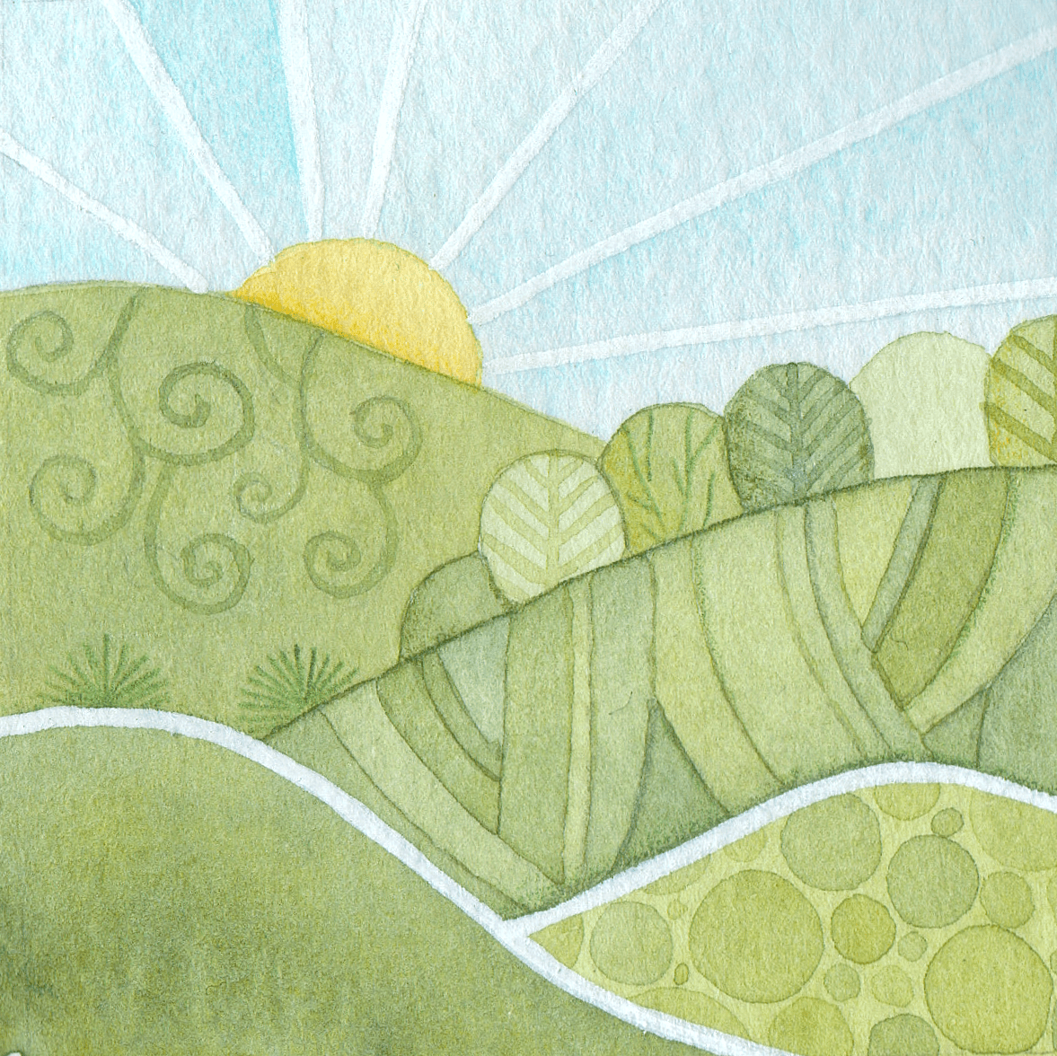 Original Watercolour Painting - Scottish Highlands - Tiny Sunrise