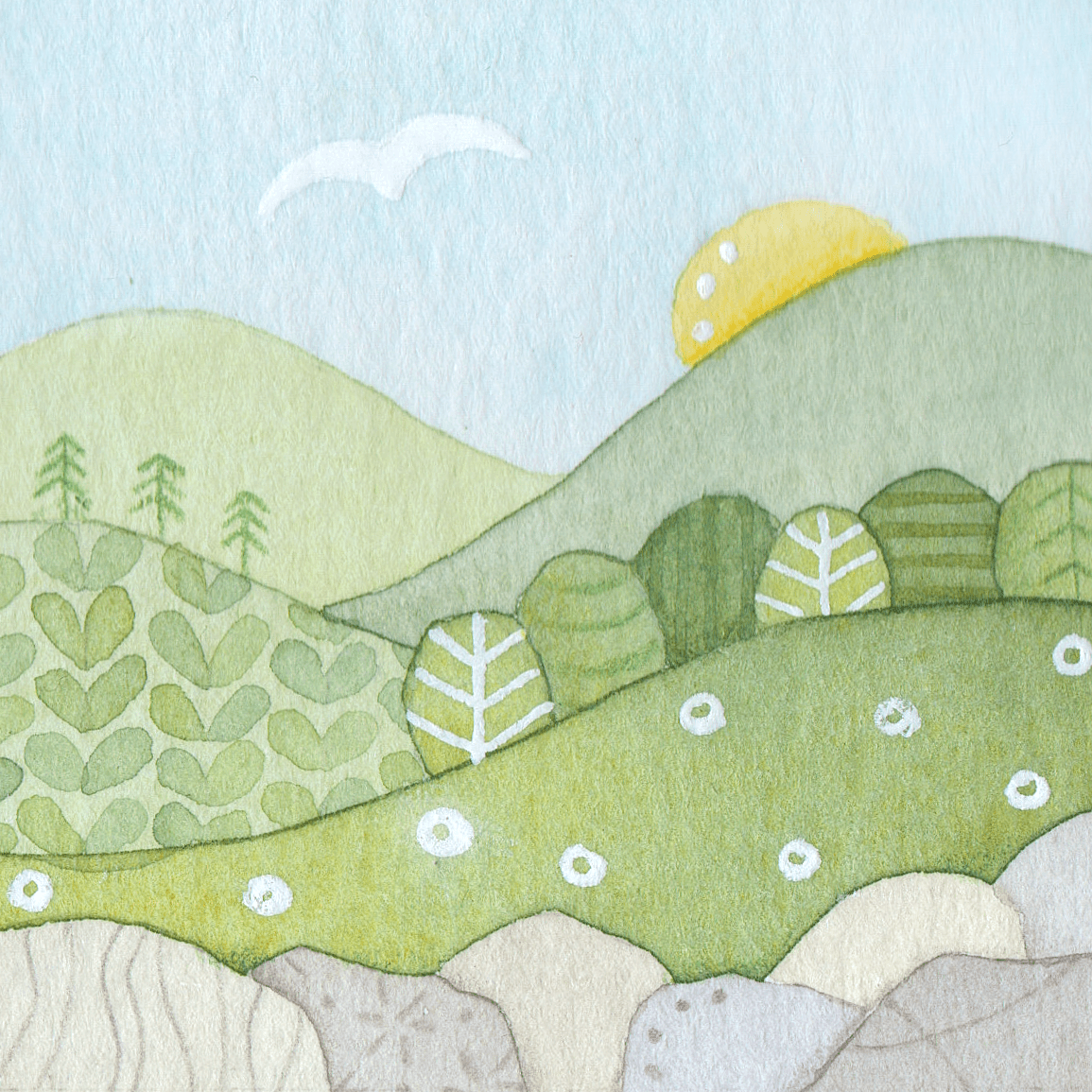 Original Watercolour Painting - Scottish Highlands - Tiny Trees