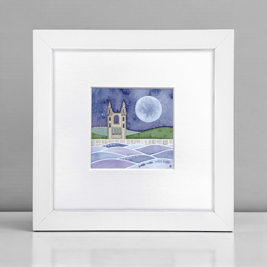 Original Watercolour Painting - St Andrews Cathedral Moonlit Scene - East Neuk Beach Crafts