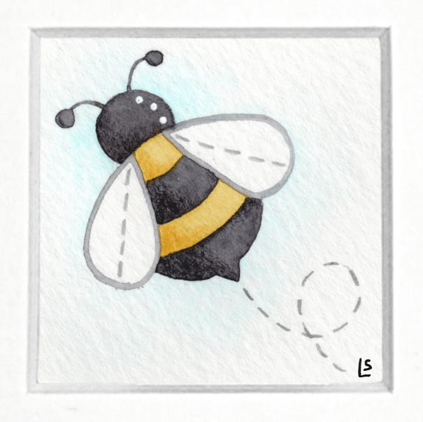 Original Watercolour Painting - Tiny Bee 2 - East Neuk Beach Crafts