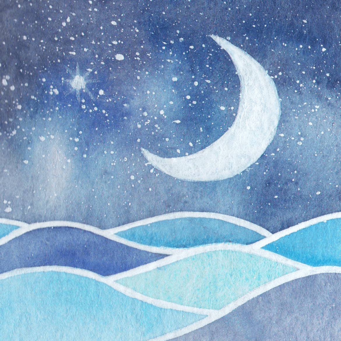 Original Watercolour Painting - Tiny Crescent Moon - East Neuk Beach Crafts
