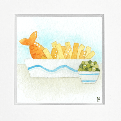 Original Watercolour Painting - Tiny Fish and Chips - East Neuk Beach Crafts