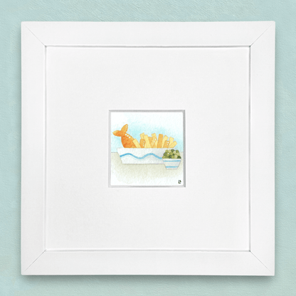 Original Watercolour Painting - Tiny Fish and Chips - East Neuk Beach Crafts